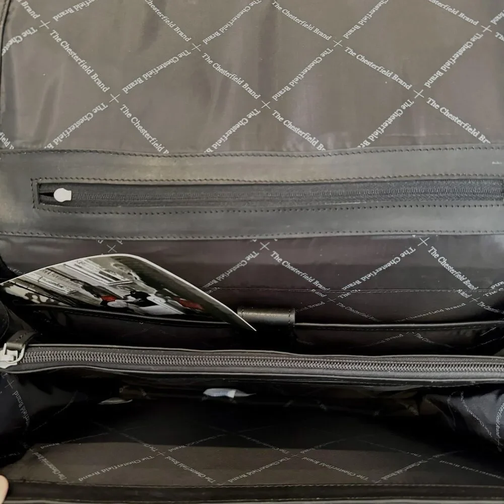The Chesterfield Brand Joe Leather Briefcase 15.6 Laptop Bag Black Messenger
